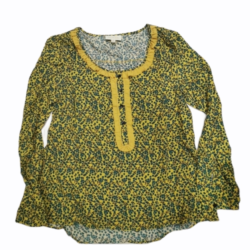 Modcloth novelty long sleeve prairie floral blouse